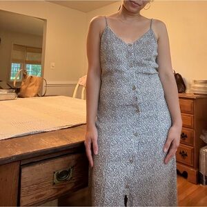 Sienna Sky white and black spotted midi dress, size medium